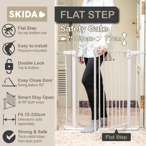 SKIDA FLAT STEP BABY SAFETY GATE(75-220cm)- Pagar Pengaman Anak