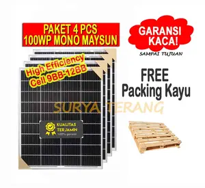 Paket 4pcs Solar Panel 100wp Mono Berkualitas Free Packing Kayu