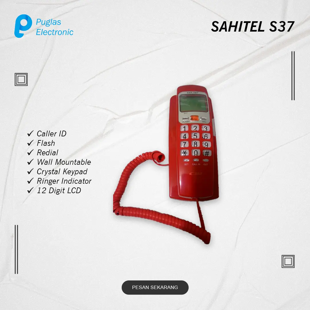 Telepon Sahitel S37 Kabel Single Line - RED / Telpon Kantor Rumah