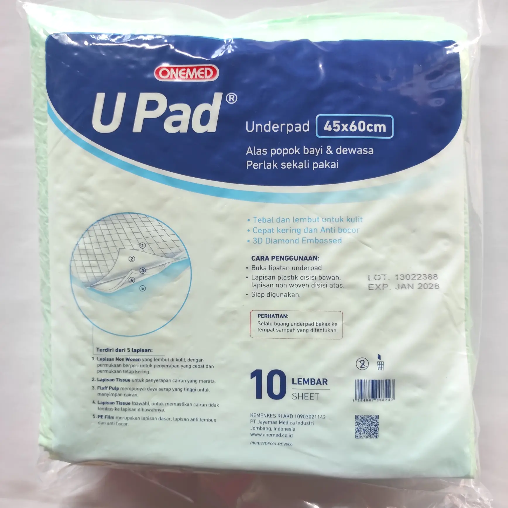 Underpad 45x60cm onemed isi 10/ perlak sekali pakai 45x60cm