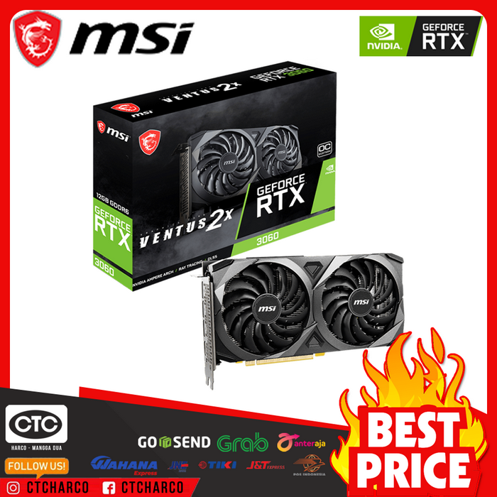 Gambar VGA Card MSI GeForce RTX 3060 VENTUS 2X 12GB OC DDR6 dari Central Technology Computer Kota Administrasi Jakarta Pusat Tokopedia