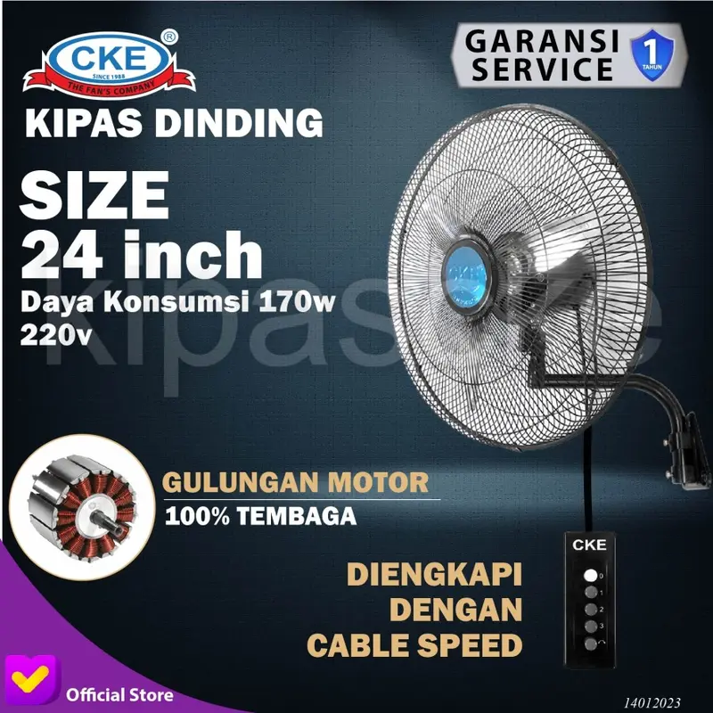 Wall Fan CKE WF-ECO-60-TH 24 Inch Kipas Angin Dinding Tembok Rumah 1