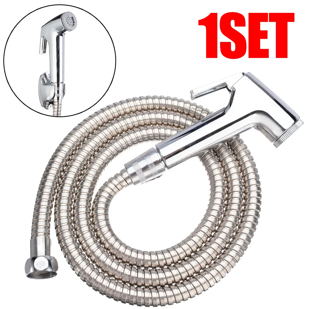 Set Kepala Selang Holder Jet Shower Spray Toilet Bidet Kloset 150cm