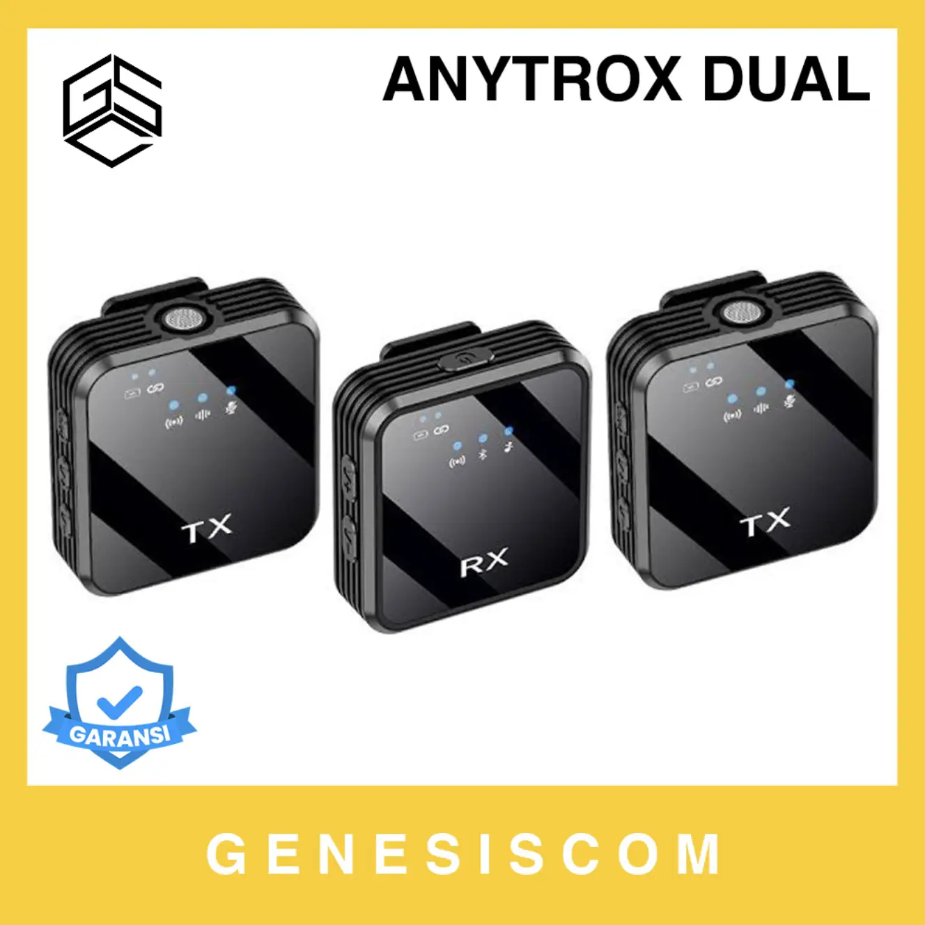 Mic Wireless Clip On ANYTROX Dual 2Pc Mic ANC50 Vlog Live Stream Portable Microphone Mikrofon Klip