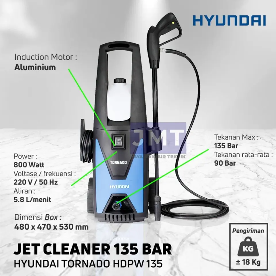 Jet Cleaner Cuci mobil Hyundai Tornado HDPW135 135 bar 800W Original