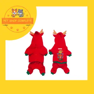 BAJU ANJING KUCING HAVANA JACKET CHRISTMAS RED SANTA SIZE S