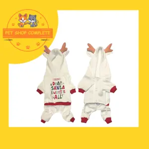 BAJU ANJING KUCING HAVANA JACKET CHRISTMAS WHITE SANTA SIZE XS