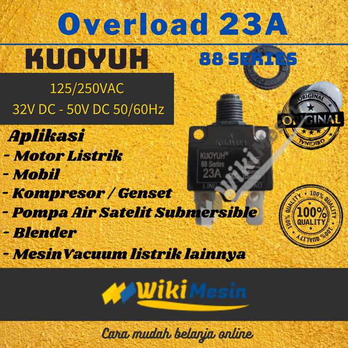 Gambar Overload Circuit Breaker Thermal Protector Kuoyuh 88 Series 23A dari Overload Wikimesin Kab. Tangerang Tokopedia