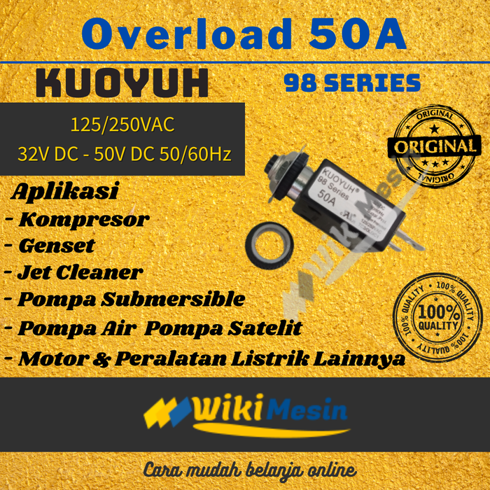 Gambar Overload 50A Kuoyuh 98 series Circuit Breaker Push Button Listrik dari Overload Wikimesin Kab. Tangerang Tokopedia