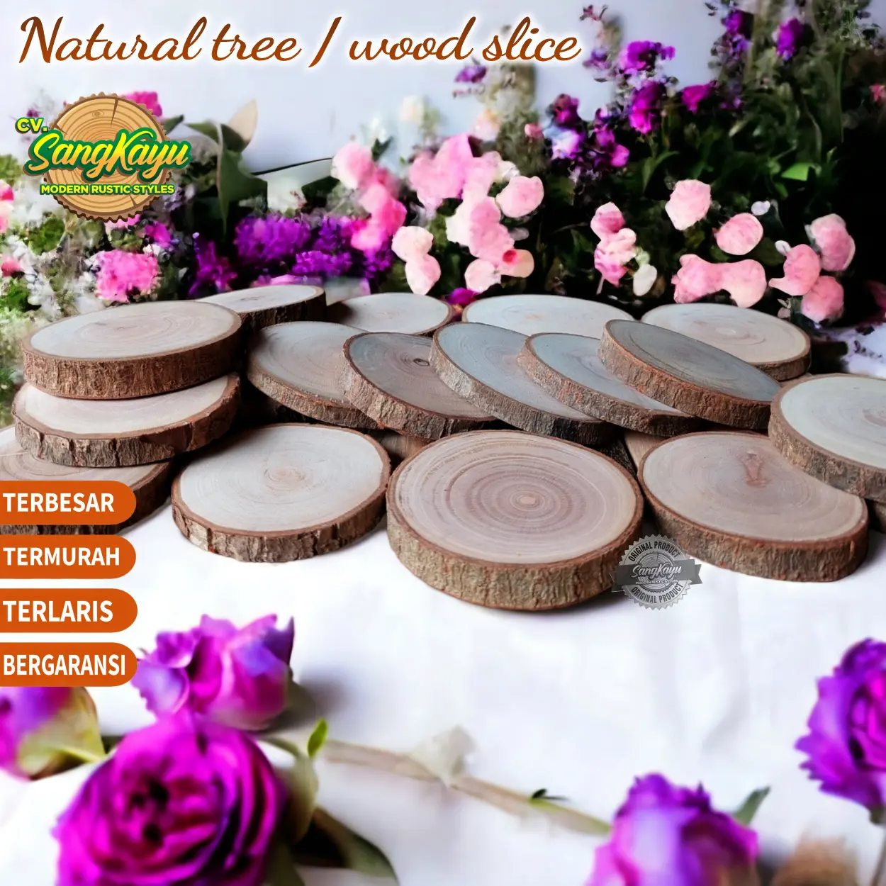 Wood slice 6-7 cm wooden slices log potongan kayu dekorasi craft