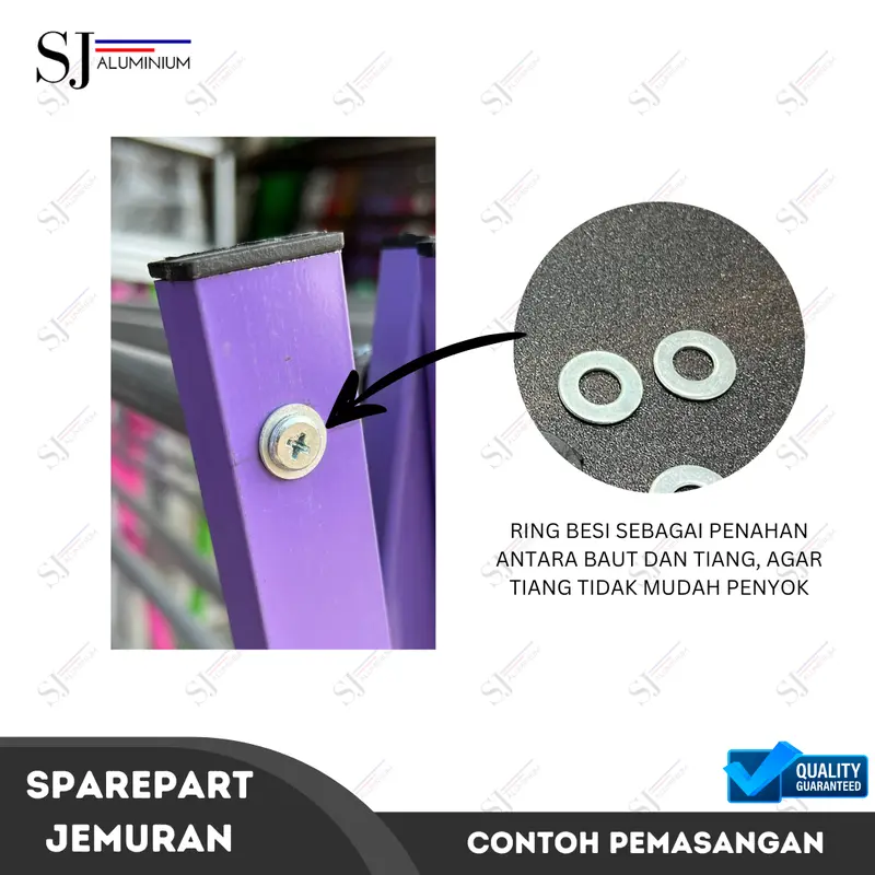 Sparepart Jemuran - Knop / Dop Pipa Jemuran + Sekrup Baut + Ring - Tulip / Star / Tulip Mini 3