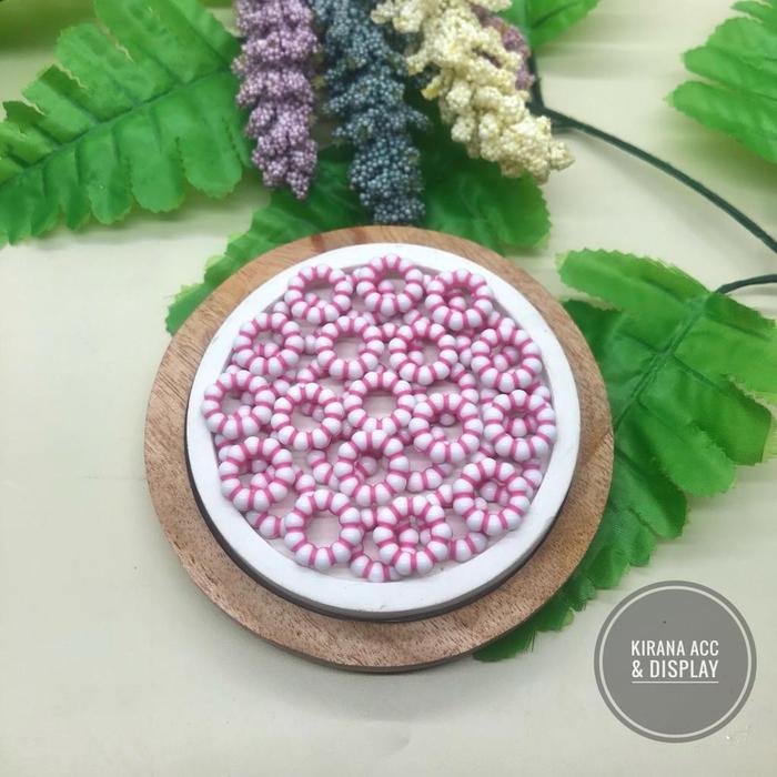 Gambar 450 gr Mote / Manik Dasar Putih Garis Warna Ring Bulat dari Kirana Accessories & Display Kota Administrasi Jakarta Barat 5 Tokopedia