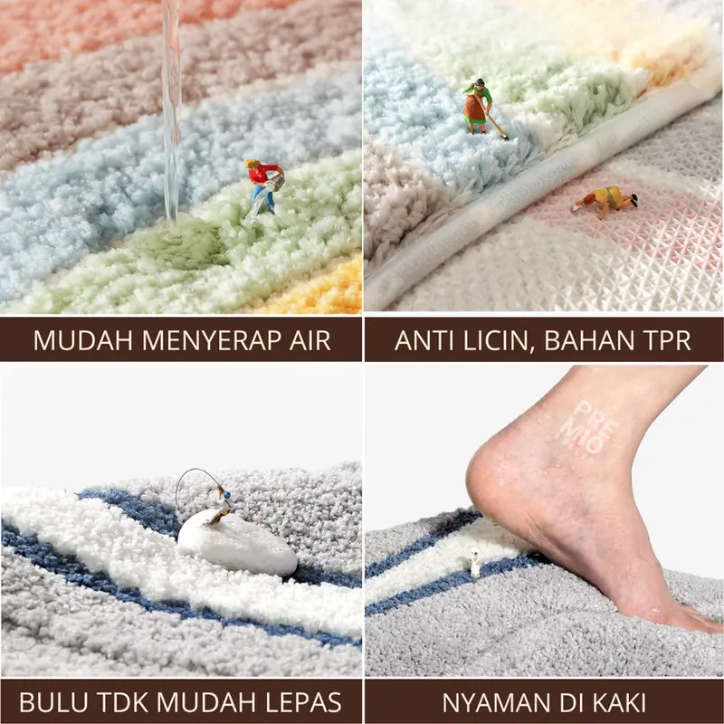 PREMIU Karpet Keset Kain Bulu Tebal Alas Kaki WC Kamar Mandi Anti Slip 1