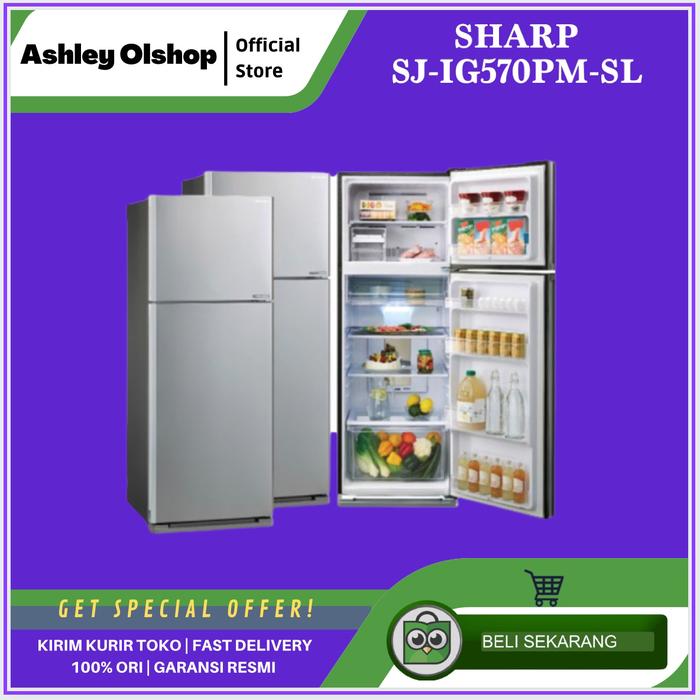 Gambar Kulkas 2 Pintu Sharp J Tech Inverter SJ-IG570PMSL 428 liter SJ IG570 dari Ashley Olshop Official Store Kota Administrasi Jakarta Utara Tokopedia