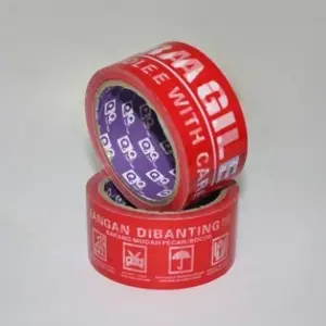 Lakban FRAGILE JANGAN DI BANTING "QQ" MERAH 48MM-55Yard 2 bahasa -HRCB