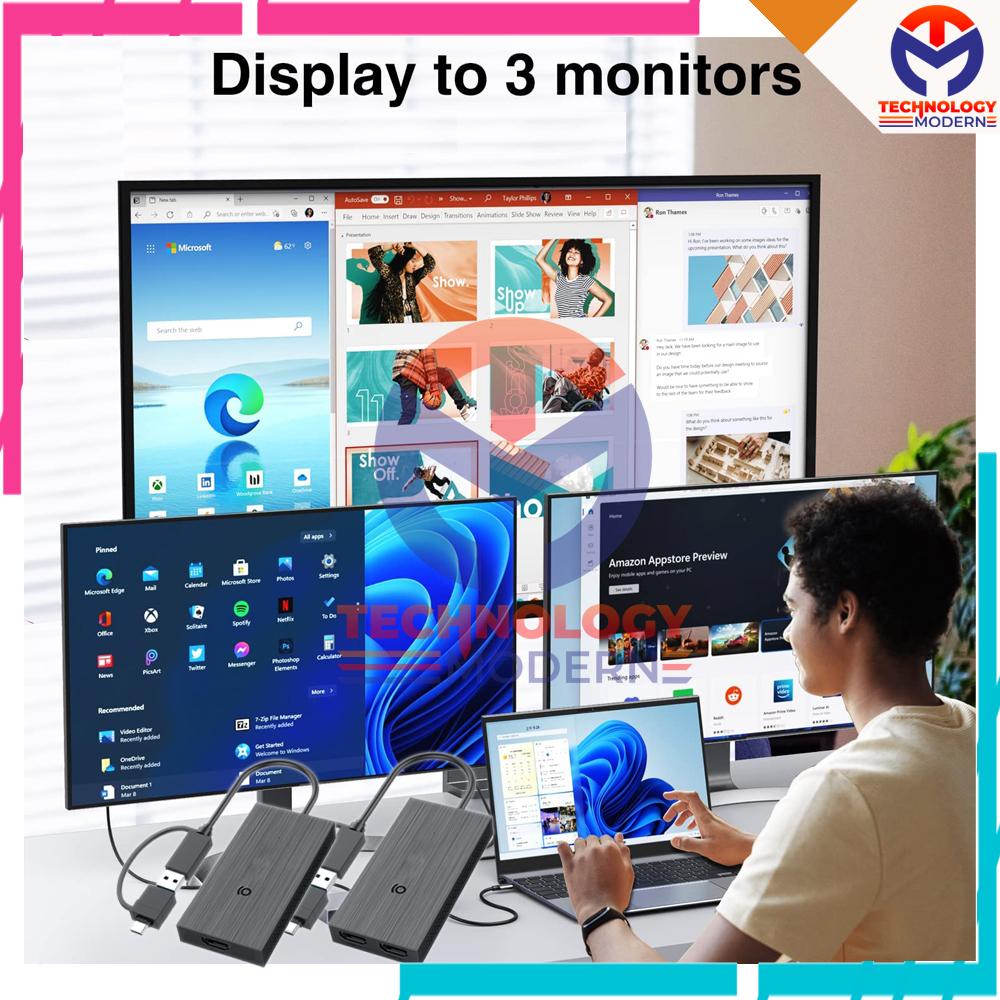 Multiple Monitor USB 3.0 to Triple HDMI Extend Display 3 Monitor 4K