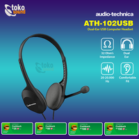 Gambar Audio Technica ATH-102 USB Dual Earpiece USB PC Headset Original dari Tokosound Proaudio Kota Administrasi Jakarta Barat 2 Tokopedia