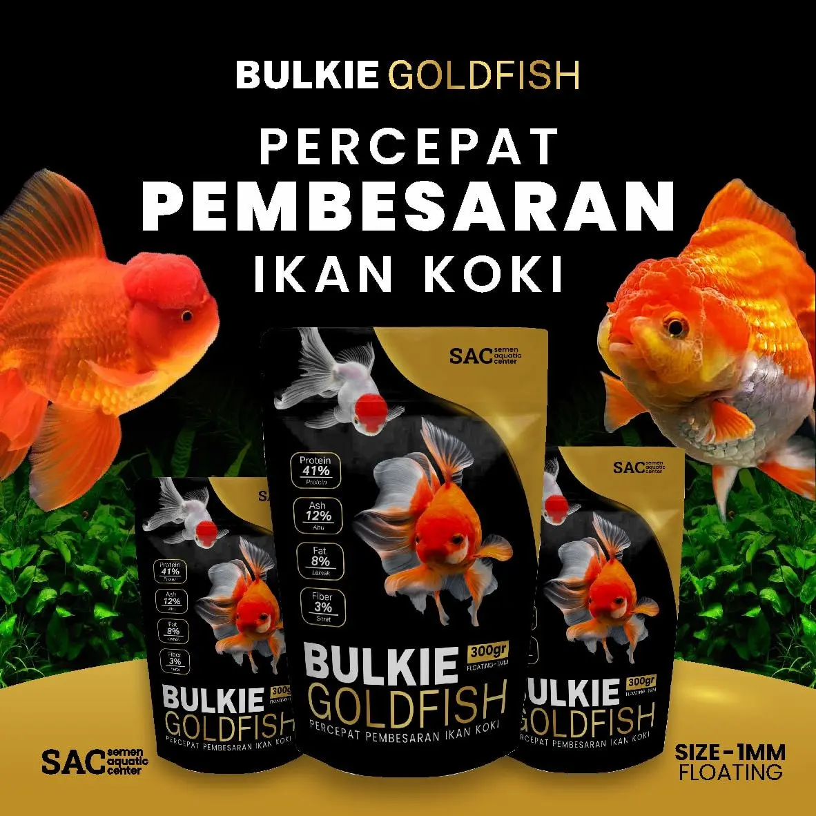Pakan Premium Ikan Koki Pelet Bulkie untuk Pembesaran Gold Fish Growth