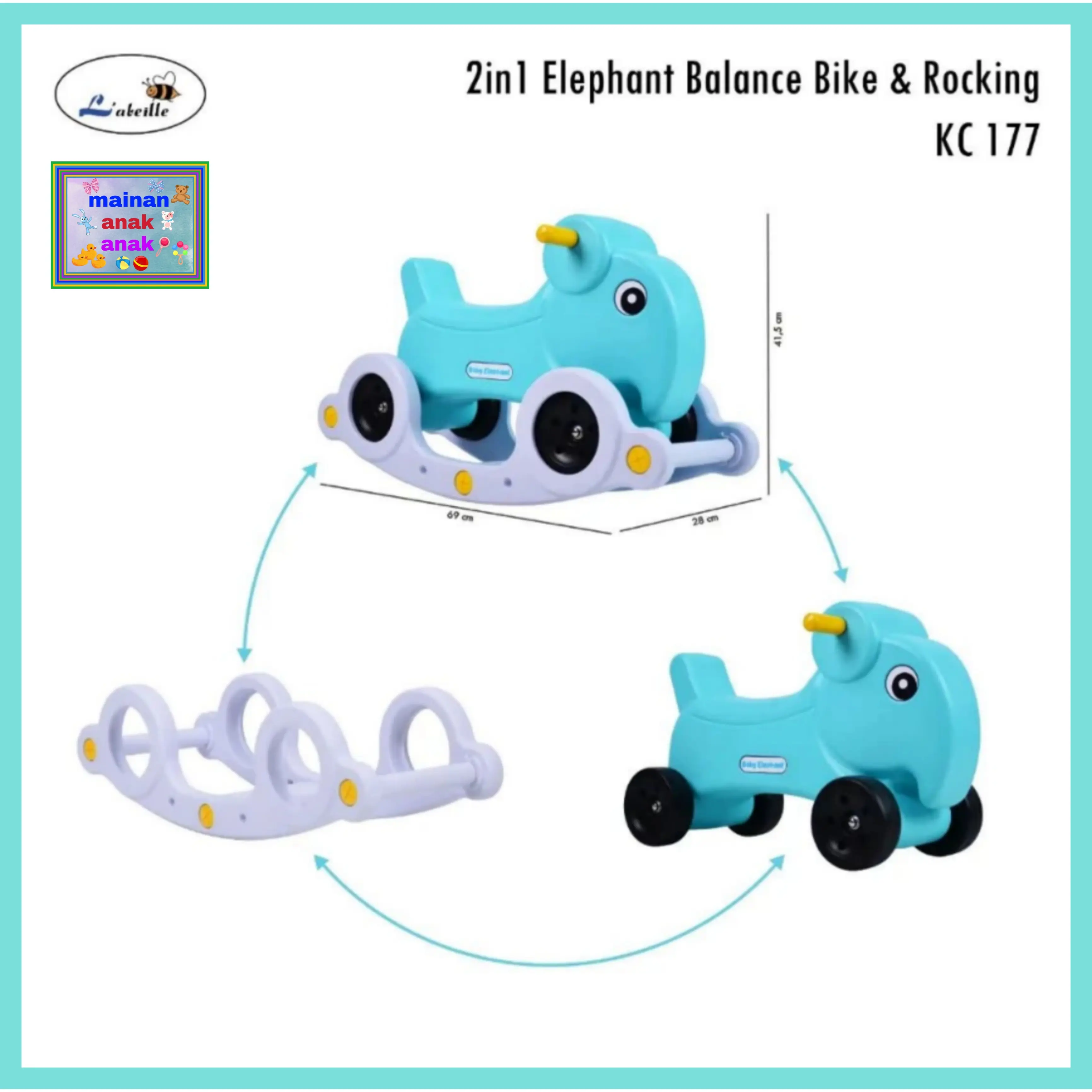 Mainan Anak Balance Bike And Rocking Baby Elephant Labeille KC-177