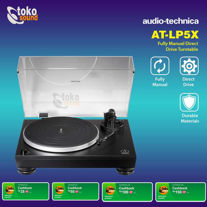 Gambar Audio Technica AT-LP5X Fully manual Direct-Drive Turntable Original dari Tokosound Proaudio Kota Administrasi Jakarta Barat Tokopedia