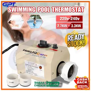 Electric Water Heater Thermostat Pemanas Kolam Renang Jacuzzi 3Kw 220V