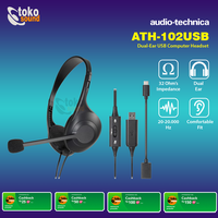Gambar Audio Technica ATH-102 USB Dual Earpiece USB PC Headset Original dari Tokosound Proaudio Kota Administrasi Jakarta Barat 1 Tokopedia