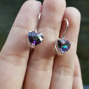 Anting Perak 925 Permata Mystic Quartz