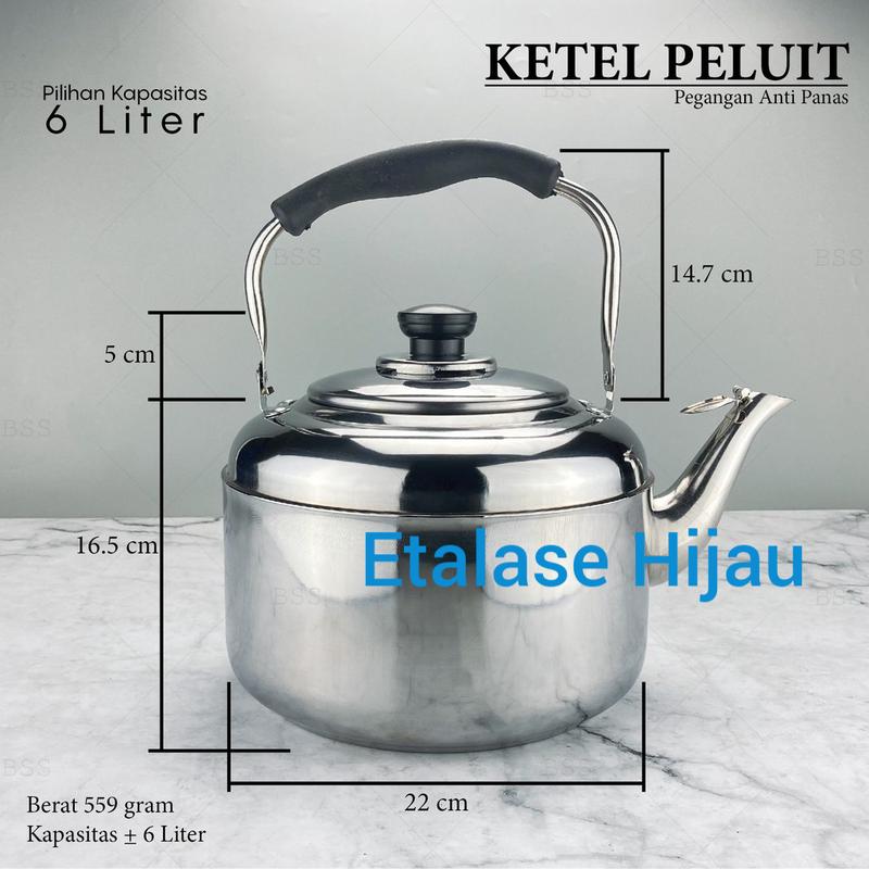 Teko Stainless Siul Peluit Ceret Masak Bunyi 4 5 6 Liter Tebal Kuat 4