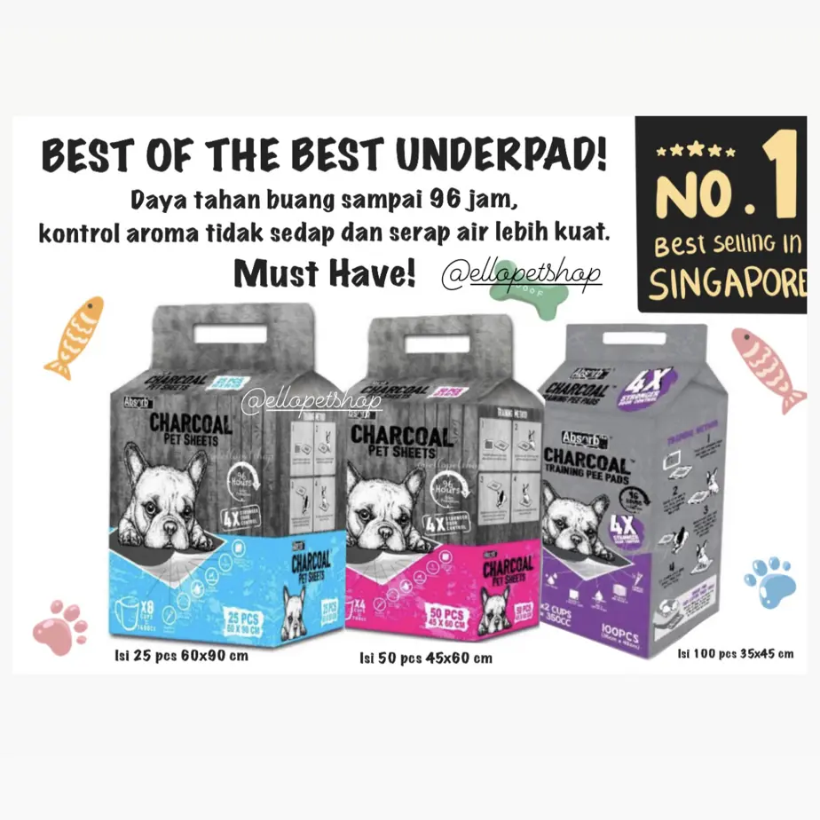 ABSORB CHARCOAL UNDERPAD ANJING TOILET / ALAS PIPIS POOP ANJING