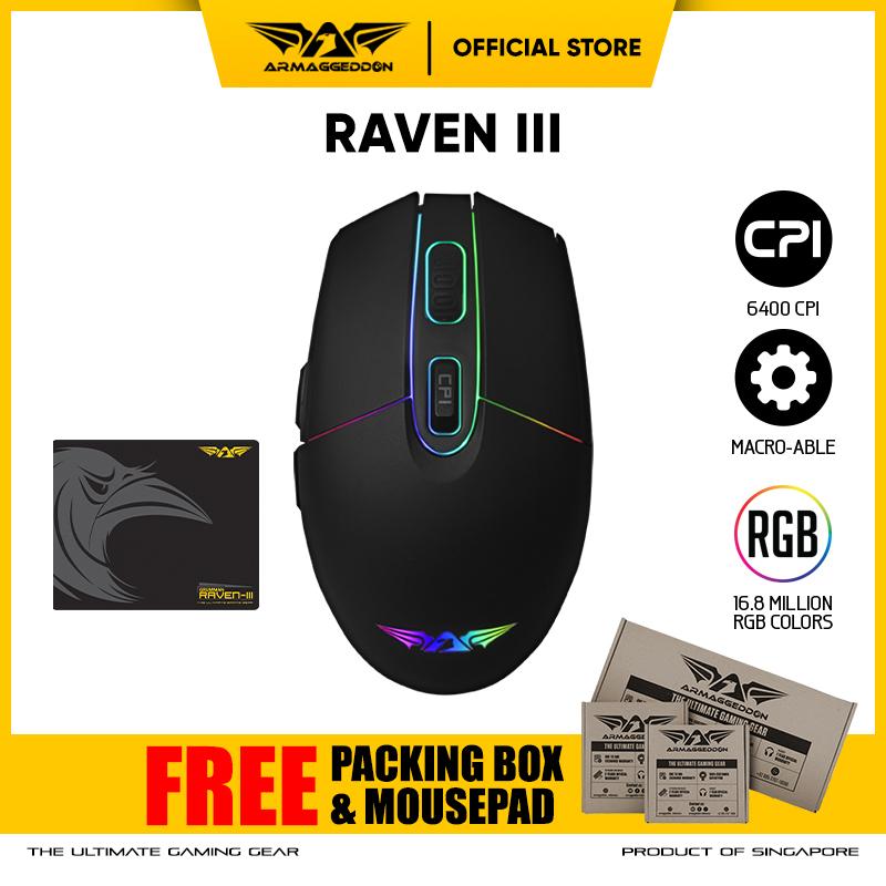 Mouse Gaming Armaggeddon Raven-III (4800 CPI) RGB Free Mousematt - Shop ...