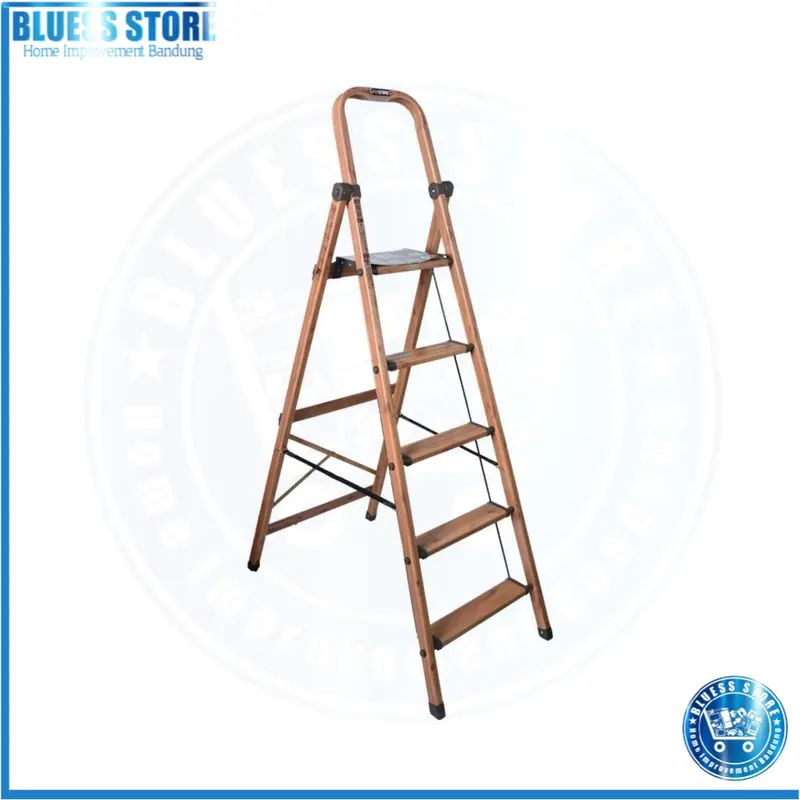 Fixsteps Tangga Lipat Aluminium Slim 5 Step Motif Kayu Ladder Alu 1.6m 2