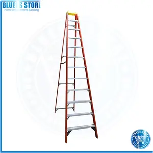 Krisbow Tangga Lipat Fiberglass 12 Step 3.6 M Merah Ladder Step 12 Ft