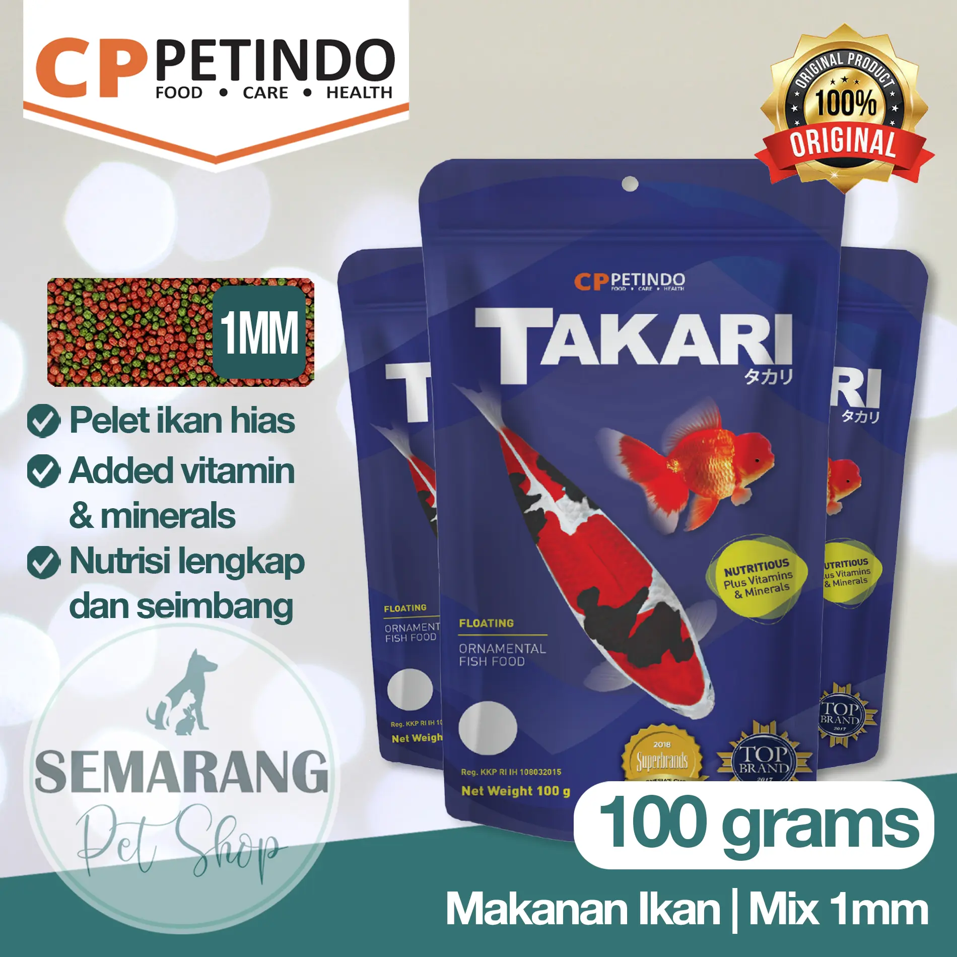 TAKARI Fish Food Mix 1mm 100gr | Pelet/Pakan/Makanan Ikan Hias