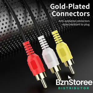 BZNSTORE Kabel RCA 3 ke 3 Gold-Plated Connectors untuk Set Top Box Digital & Speaker TV Panjang 1.5 & 3 Meter