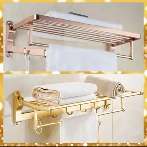 Rak handuk/Gantungan handuk Lipat GOLD/Rose Gold