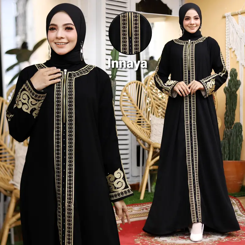Baju Muslim Abaya Bordir Gamis Maxi Dress Arab Saudi Bordir by Noeraba 4