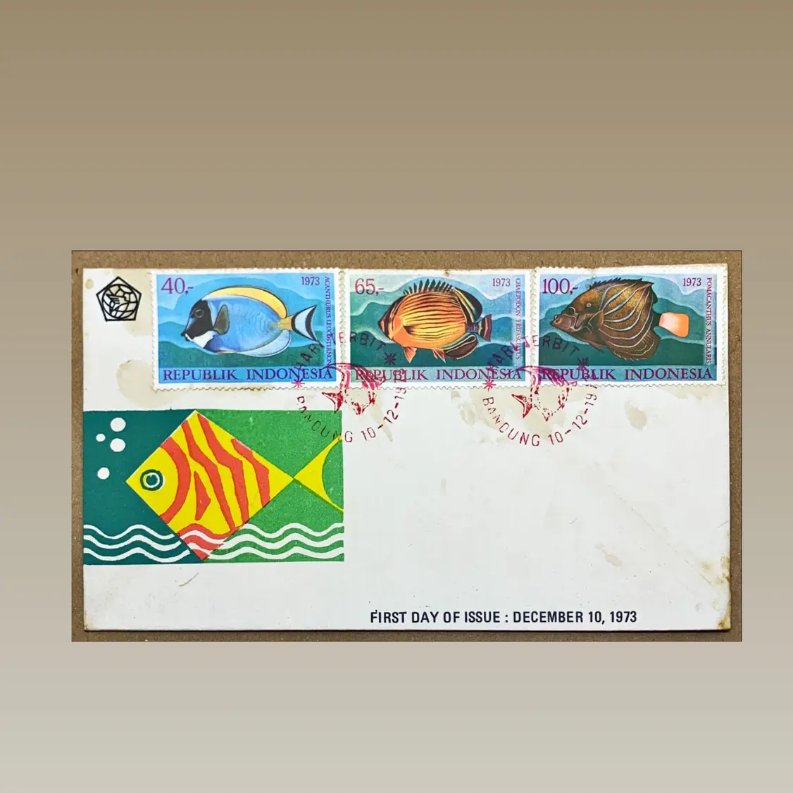 Prangko Indonesia SHP 1973 IKAN HIAS LAUT. MINT. LANGKA.