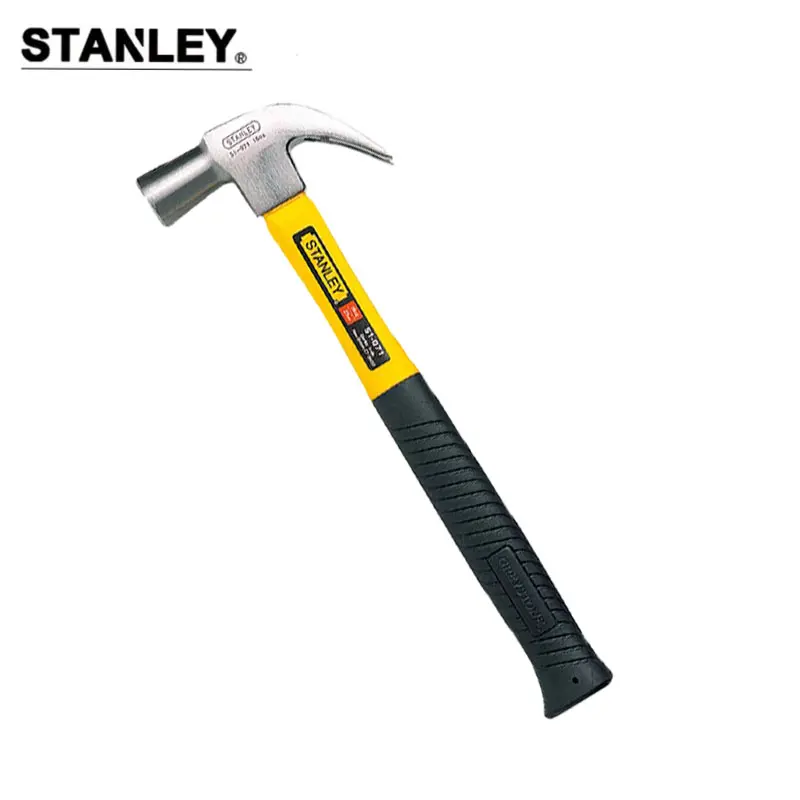 Stanley palu kambing 16 oz 27mm yellow fiberglass handle claw hammer