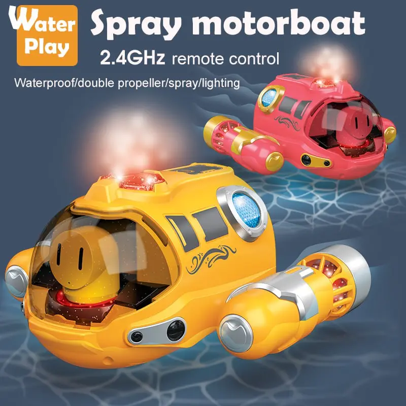 Mainan Anak RC Spray Boat, Remote Kontrol Kapal bisa Asap dan Lampu