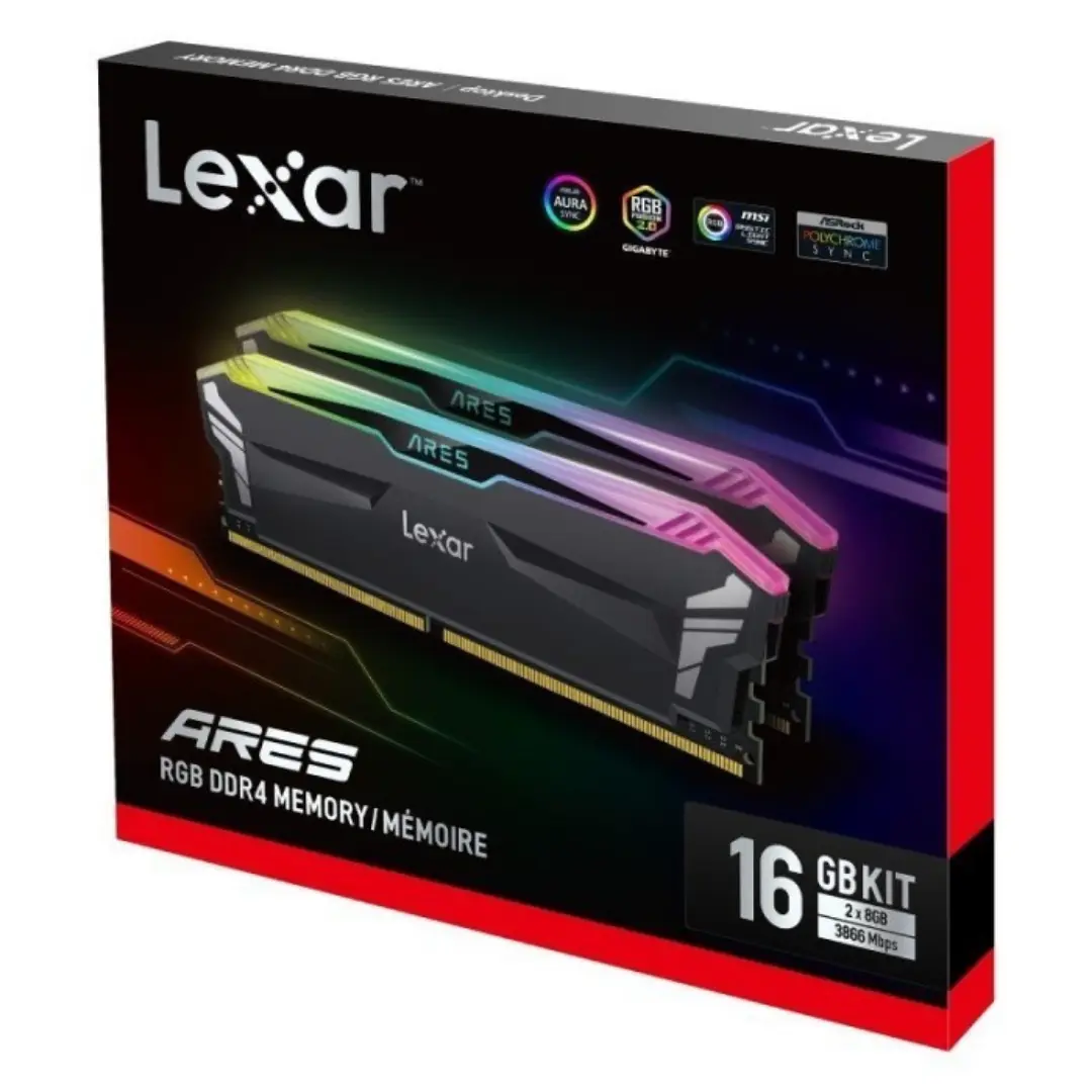 RAM LONGDIMM DDR4 RGB LEXAR ARES 32GB (2X16GB) 3600MHZ