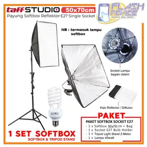 Tripod 2 Meter Softbox 50x70 Single Socket Plus Lampu 45watt Lighting