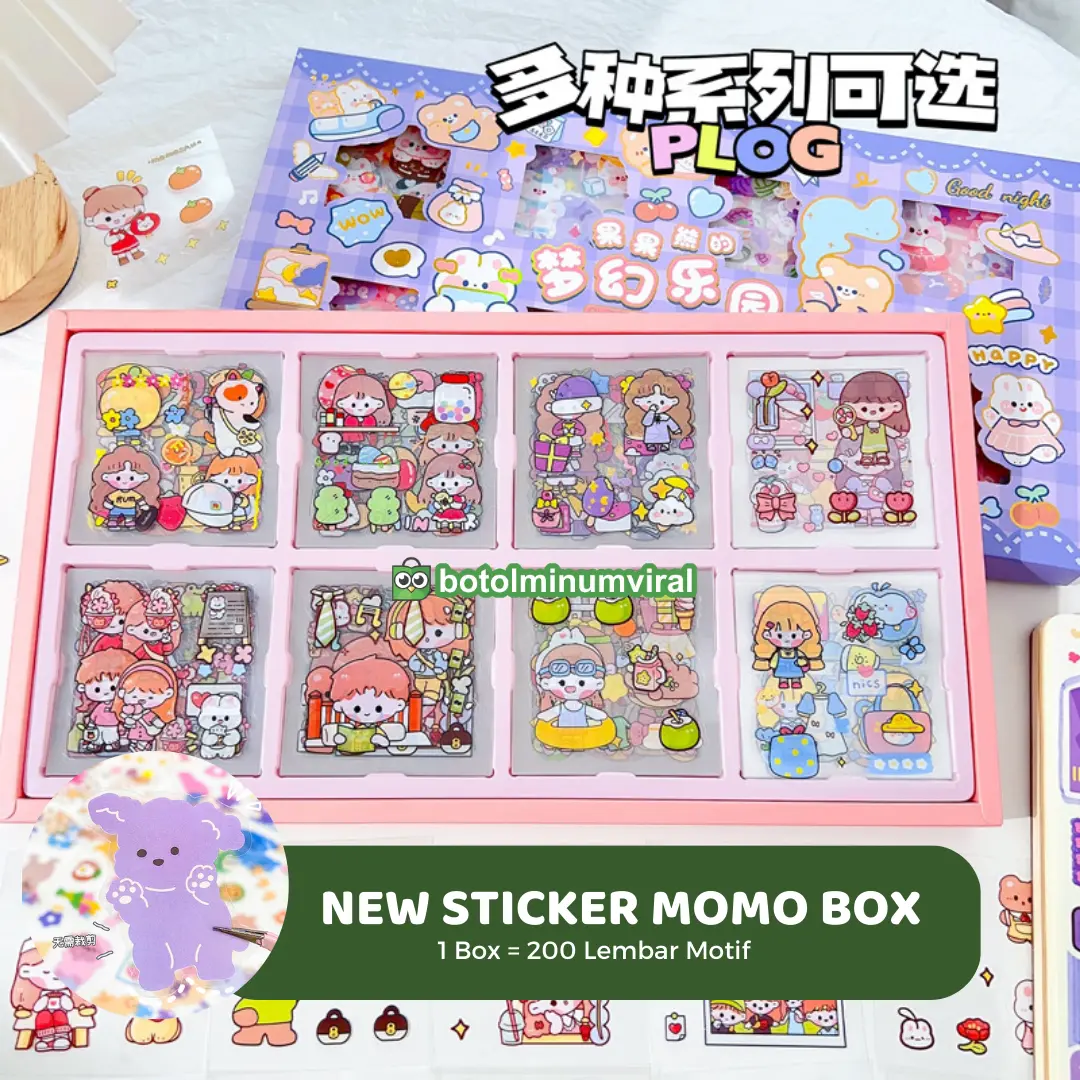Sticker Momo Box 200 pcs Viral Aesthetic Deco Jurnal Korea Waterproof