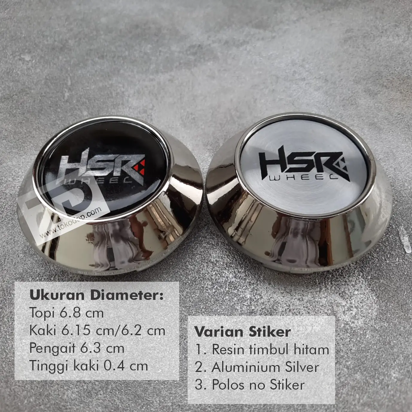 TUTUP DOP VELG HSR KERUCUT CHROME KAKI 6.2 CM 6.15 CM TOPI 6.8 CM
