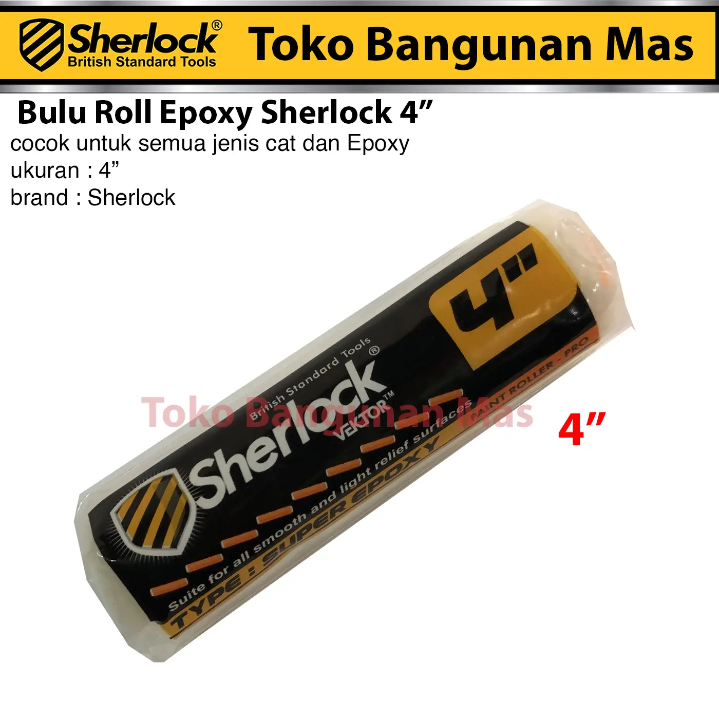 REFILL Bulu Roll Kapal 4" SUPER EPOXY SHERLOCK Isi Rol Kecil Kuas