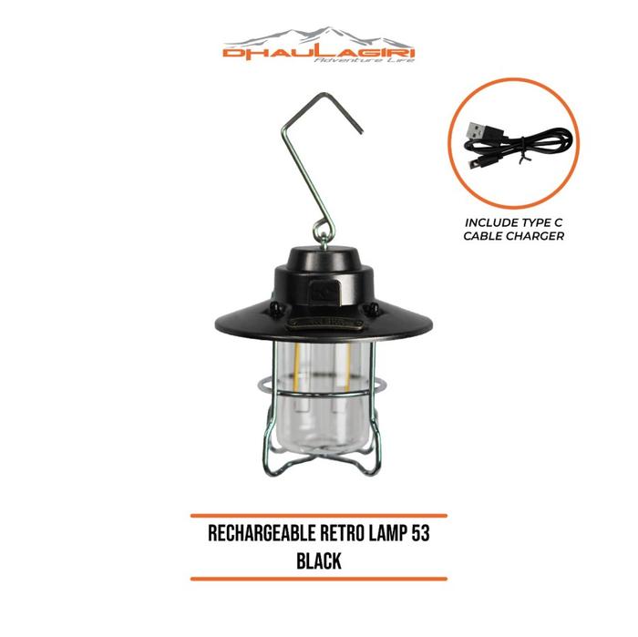 Gambar Lampu Camping Dhaulagiri Rechargeable Retro Lamp 53 - Black dari Kayak Outdoor Kota Bogor 5 Tokopedia