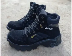 Sepatu Boots Pria Delta Tactikal Falkon Safety Ujung Besi Hitam Murah Karet Shoes