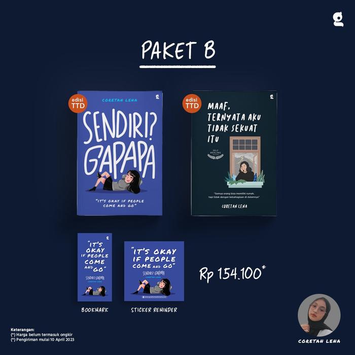 Gambar PRE ORDER - SENDIRI ? GAPAPA l IT'S OKAY IF PEOPLE COME AND GO - LENA - PO SOON dari bumifiksipadang Kota Padang 4 Tokopedia