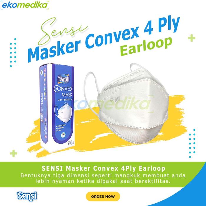 Gambar Masker Sensi Convex 4 ply Earloop / Sensi Mask Convex 4ply isi 20 pcs dari Eko Medika Kota Administrasi Jakarta Timur Tokopedia