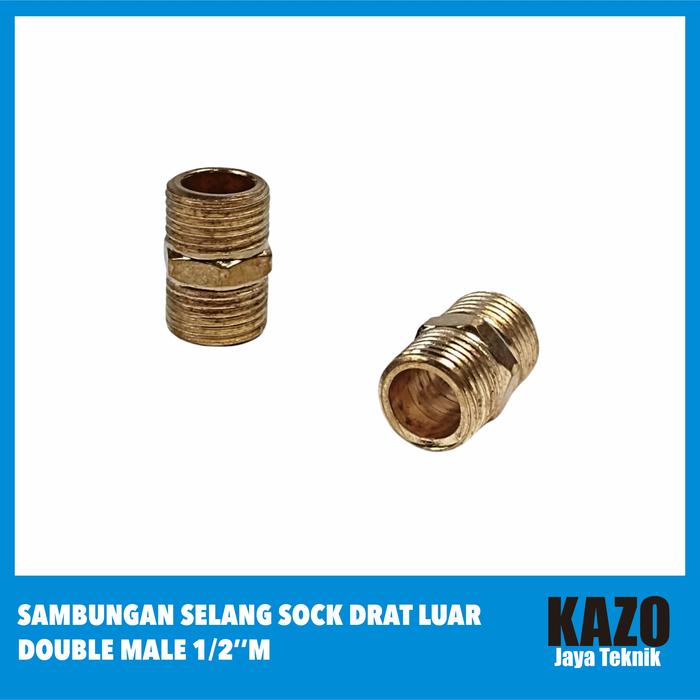 Gambar Sambungan Selang Sock Drat Luar Double Male 1/2''M dari Kazo Jaya Teknik Kota Surabaya Tokopedia