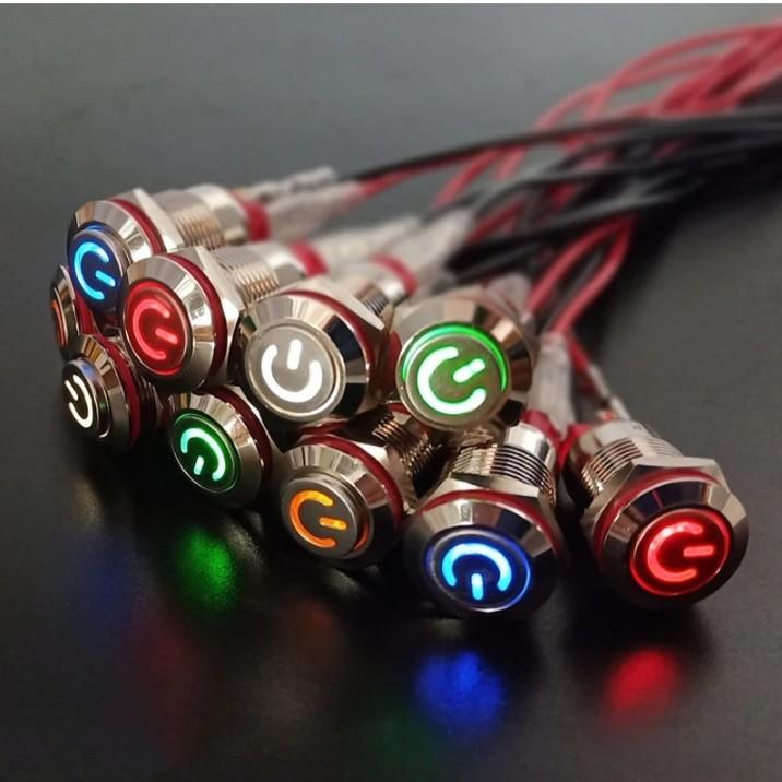 Saklar On Off LED Stainless Push Button Switch 12/16/22MM 12-24V/3A ...